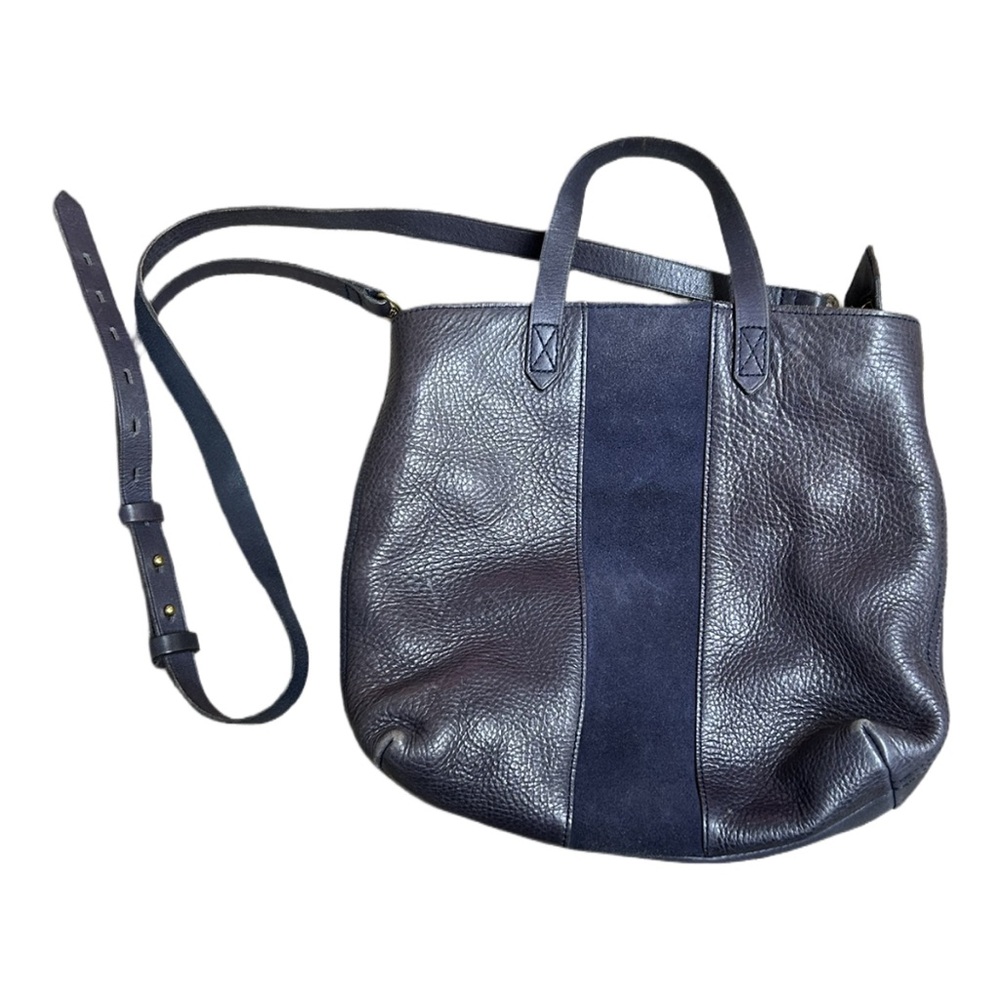 Madewell navy blue leather transport tote